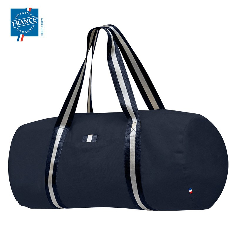 Sac de voyage polochon personnalisable coton recyclé 225gr Bleu marine